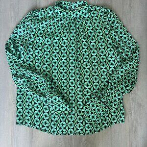 Maison d'Amelie Paris Womens Mock Neck Geometric Blouse Sz XS Business Classix